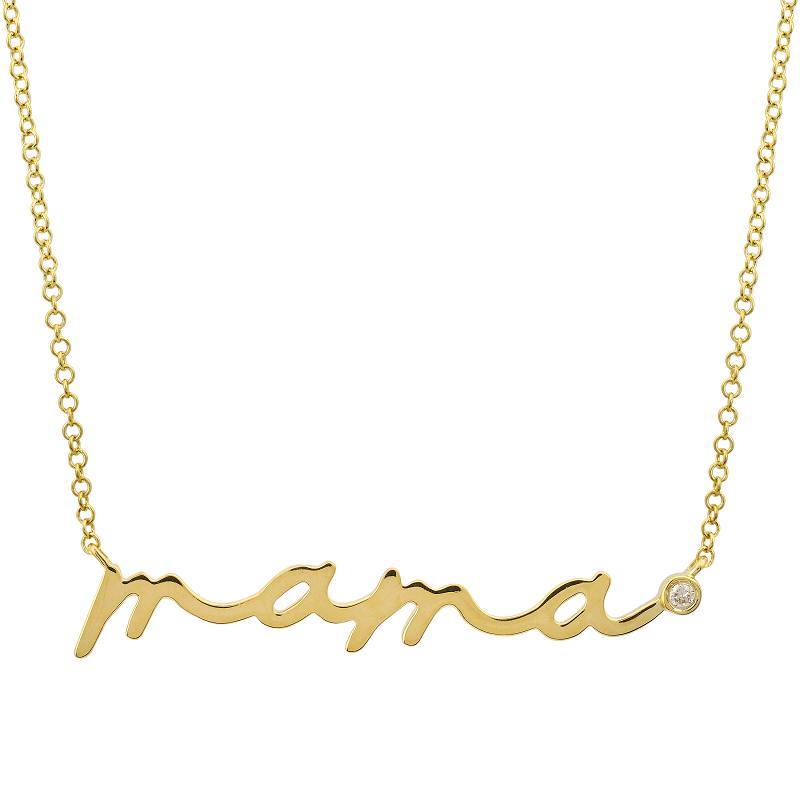 Gold MAMA Chain Necklace in Script
