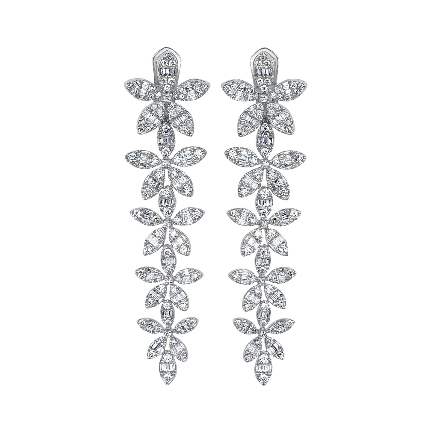 5 Diamond Flower Hanging Earrings