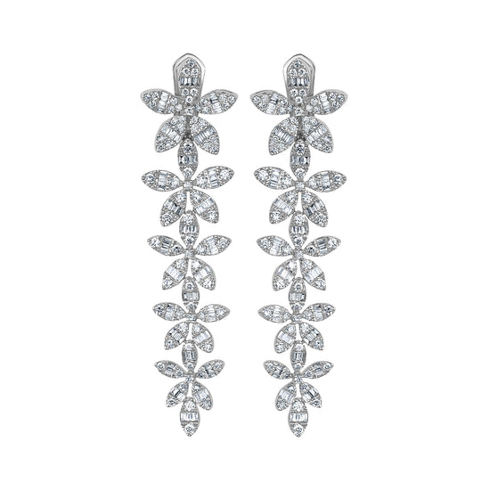 5 Diamond Flower Hanging Earrings
