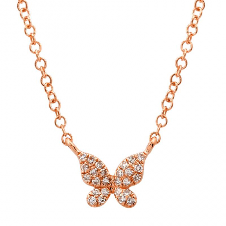 Mini Pave Diamond Butterfly Necklace