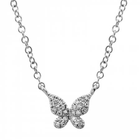 Mini Pave Diamond Butterfly Necklace