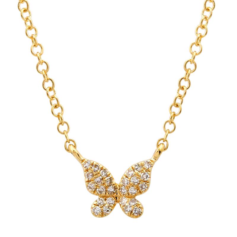 Mini Pave Diamond Butterfly Necklace