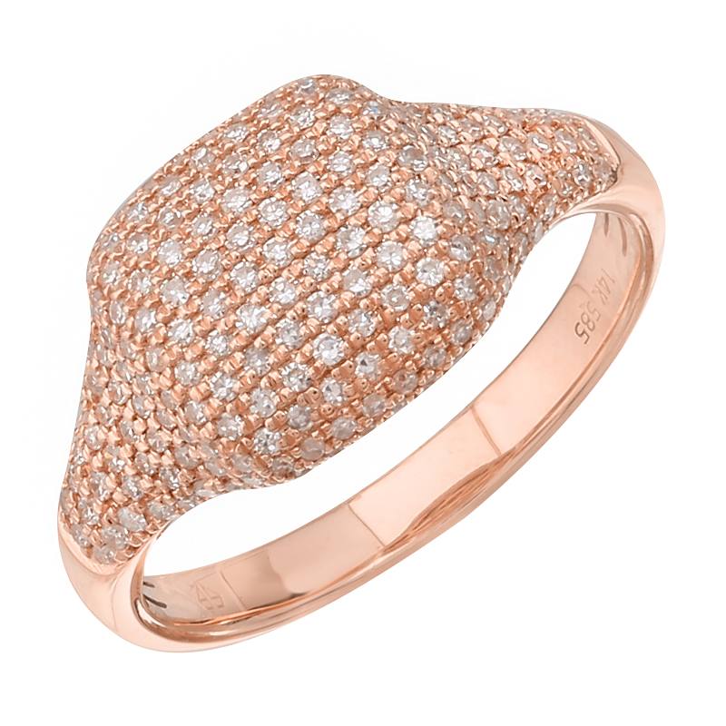 Square Pave Diamond Signet Ring