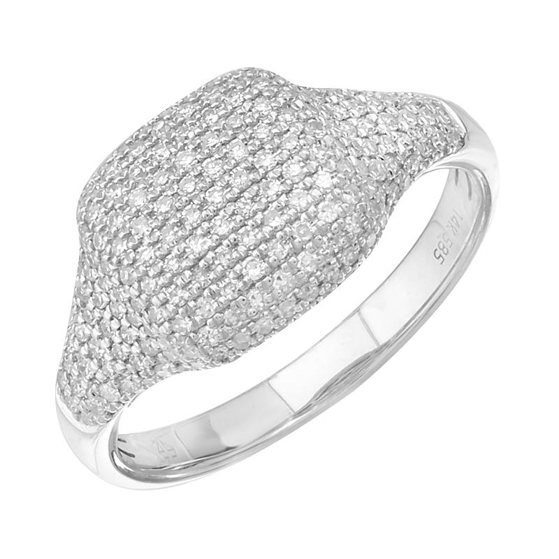 Square Pave Diamond Signet Ring