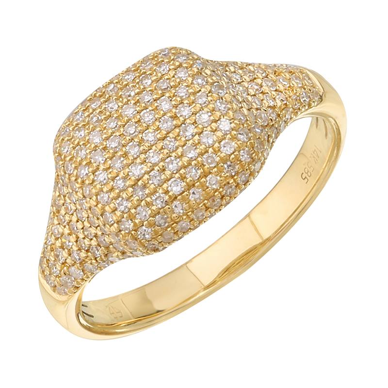 Square Pave Diamond Signet Ring