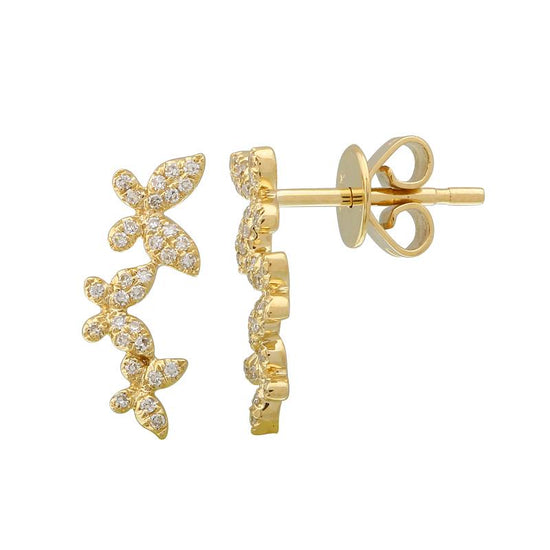 3 Butterfly Diamond Ear Crawlers