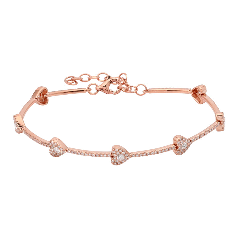 7 Station Diamond Heart Bracelet