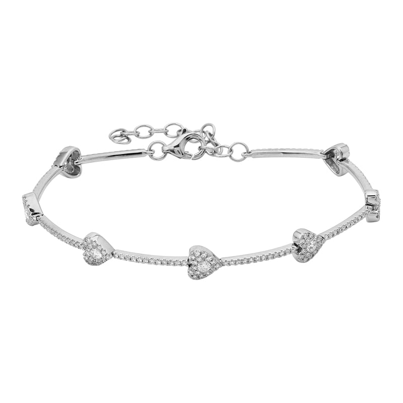 7 Station Diamond Heart Bracelet