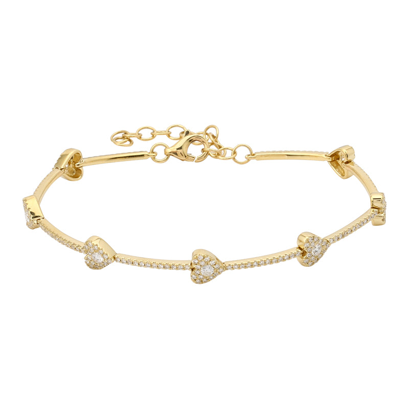 7 Station Diamond Heart Bracelet