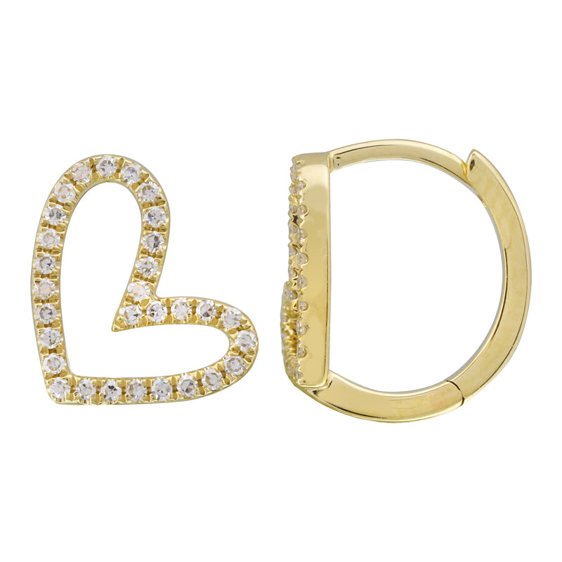 Pave Diamond Heart Huggie Earrings