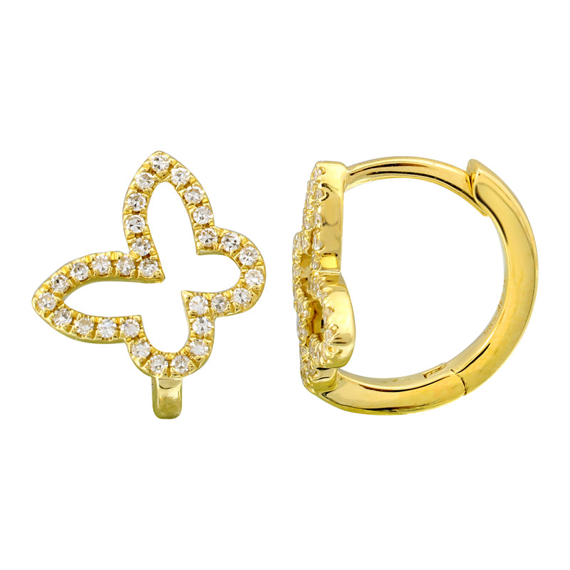 Pave Diamond Open Butterfly Huggie Earrings