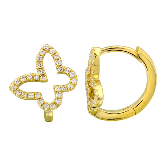 Pave Diamond Open Butterfly Huggie Earrings