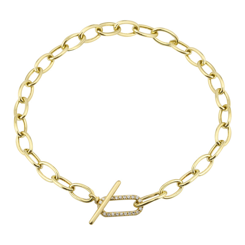 Link Bracelet With Diamond Toggle Clasp