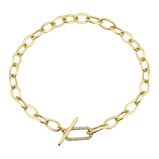 Link Bracelet With Diamond Toggle Clasp