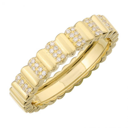 Fluted Gold & Diamond Ring
