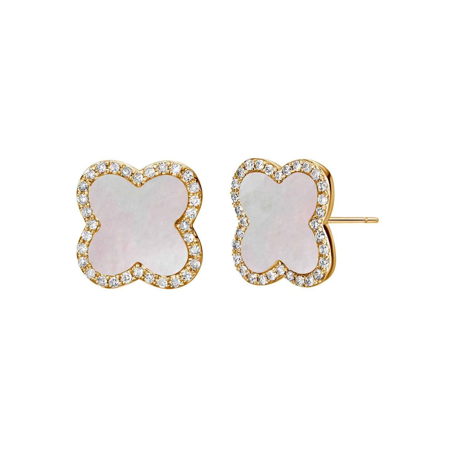 Mother of Pearl Diamond Clover Earrings