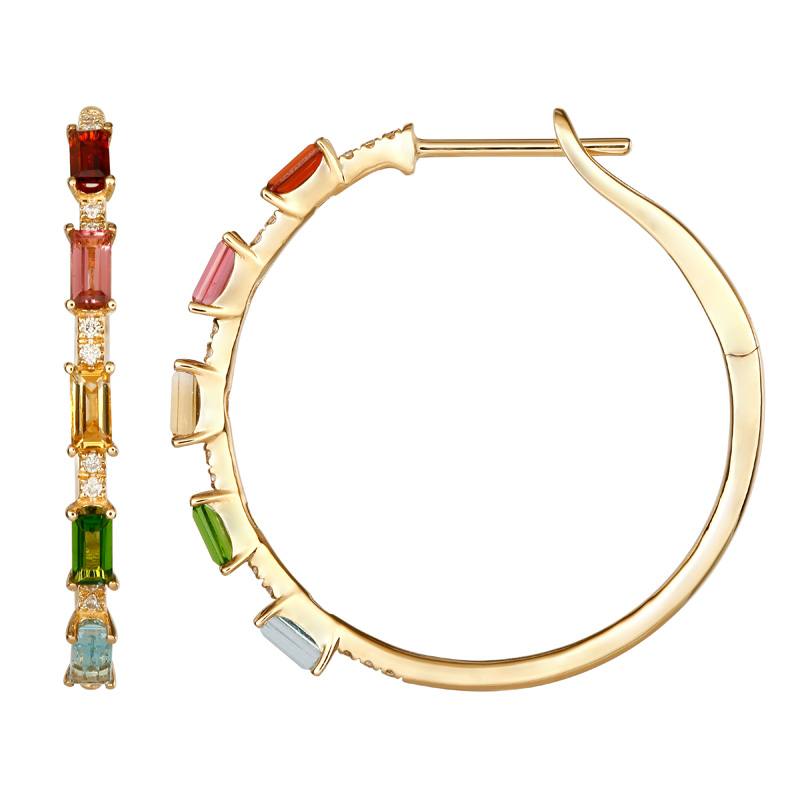 Load image into Gallery viewer, Mixed Color &amp;amp; Diamond Hoops
