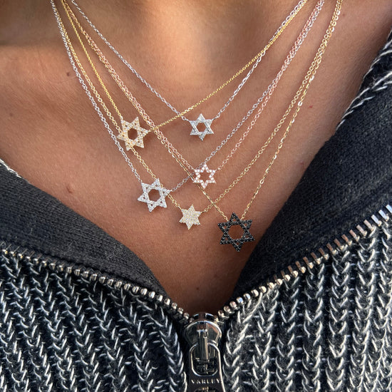 Load image into Gallery viewer, Small Closed Diamond Magen David Chain Necklace
