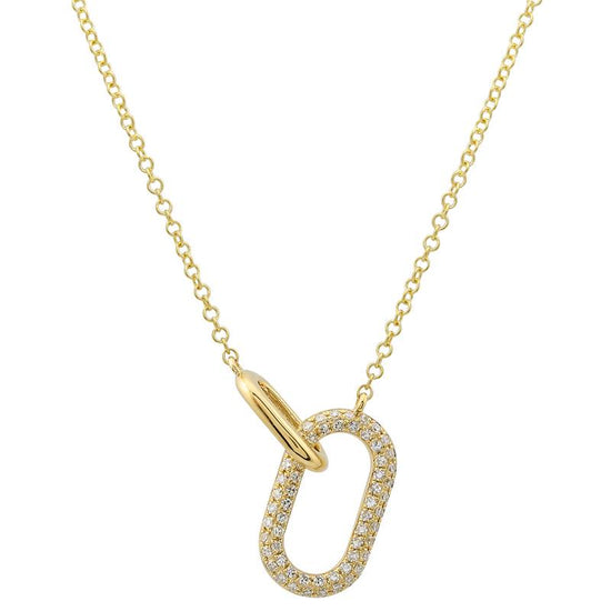 Large Interlocking Gold & Diamond Oval Necklace