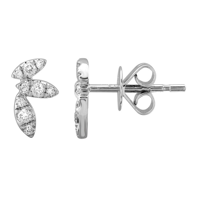 Small Diamond Marquee Leaf Stud Earrings