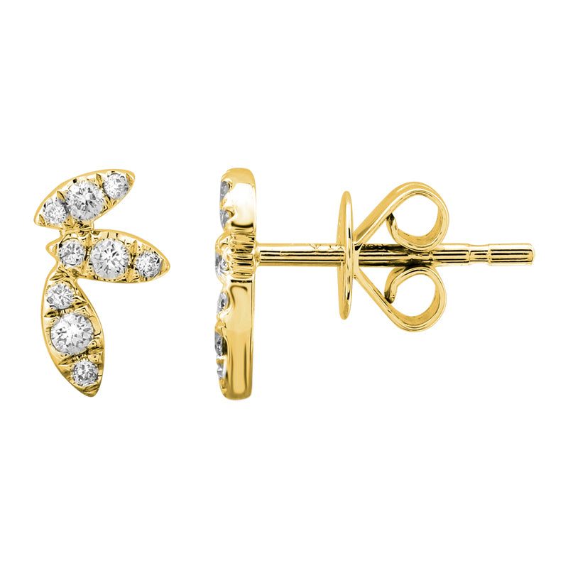 Small Diamond Marquee Leaf Stud Earrings