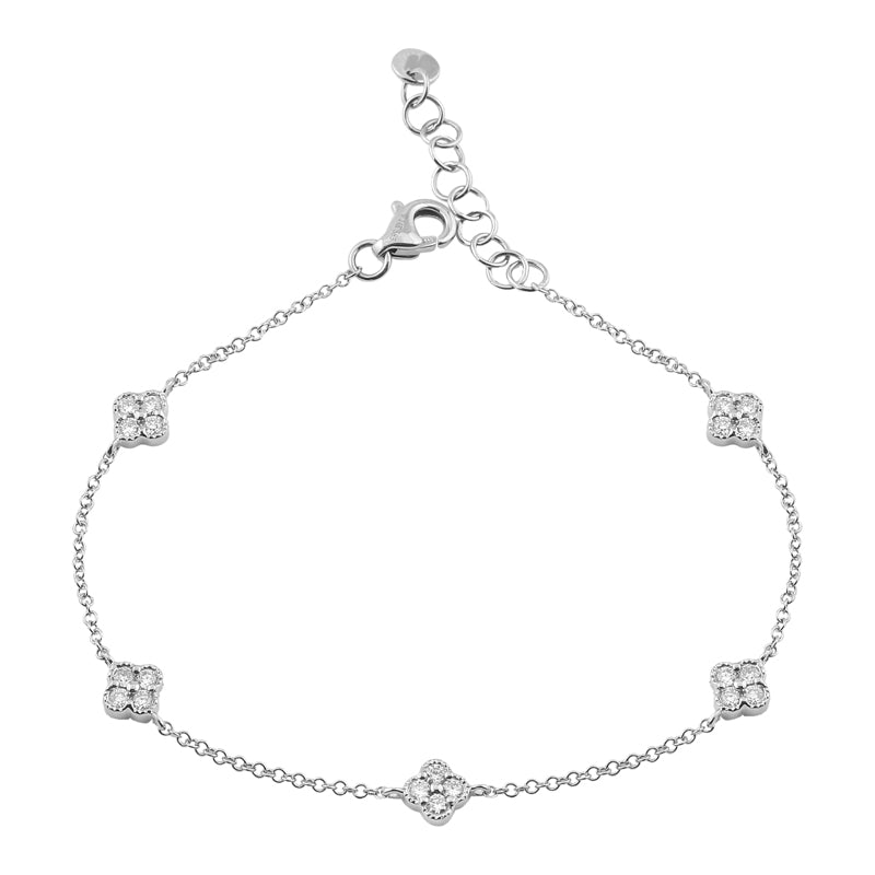 5 Station Mini Diamond Clovers Bracelet