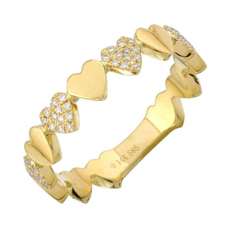 Gold & Diamond Heart link Ring