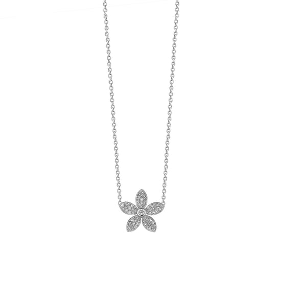 5 Petal Diamond Flower Necklace