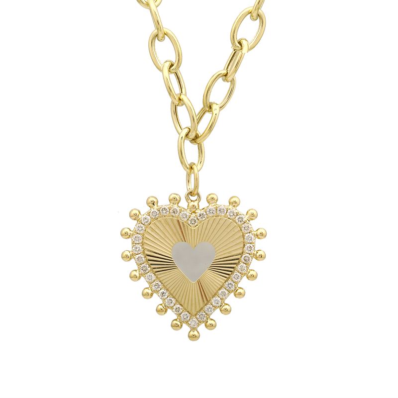 Paperclip Necklace W Fluted Diamond Spike Heart