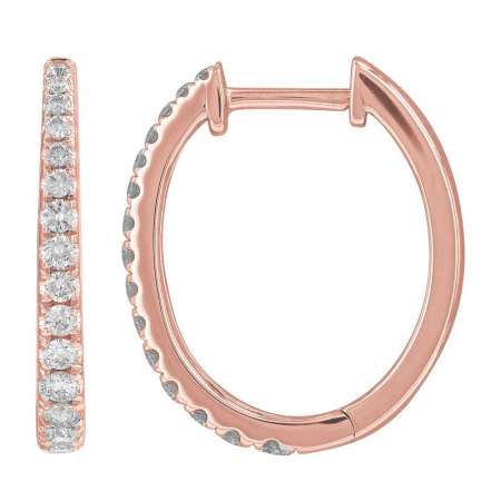 Gold & Diamond Tapered Hoop Earrings