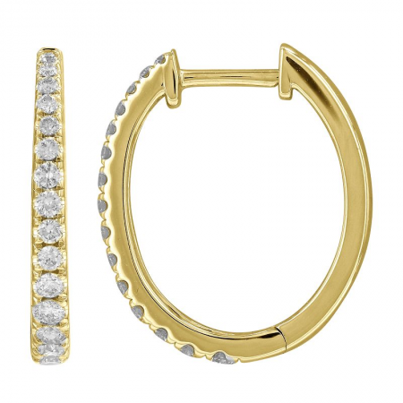 Gold & Diamond Tapered Hoop Earrings