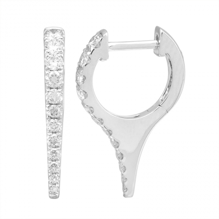 Short Diamond Pointy Huggie Earrings 0.45 Carats