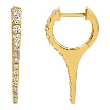 Long Diamond Pointy Huggie Earrings