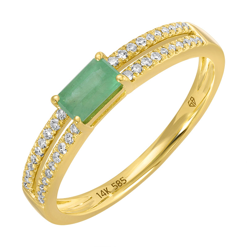 Double Row Baguette Colored Stone Ring