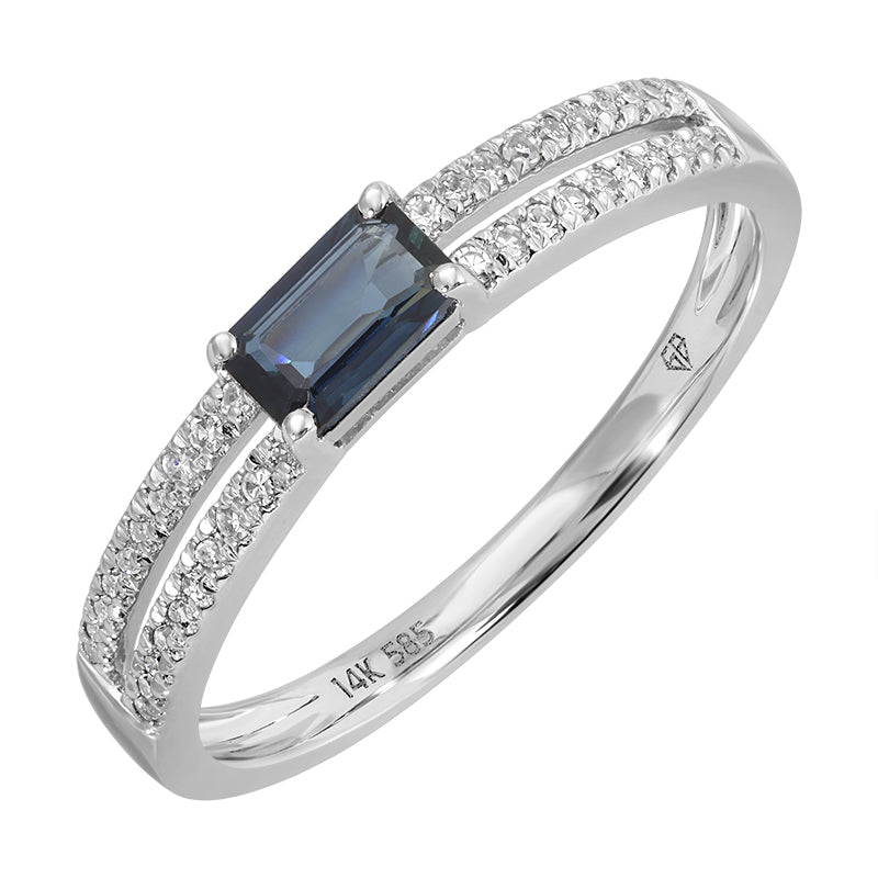 Double Row Baguette Colored Stone Ring