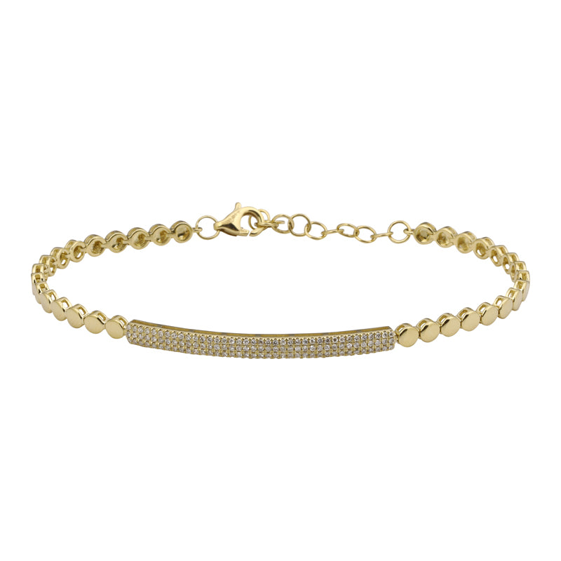Diamond Bar & Gold Discs Bracelet