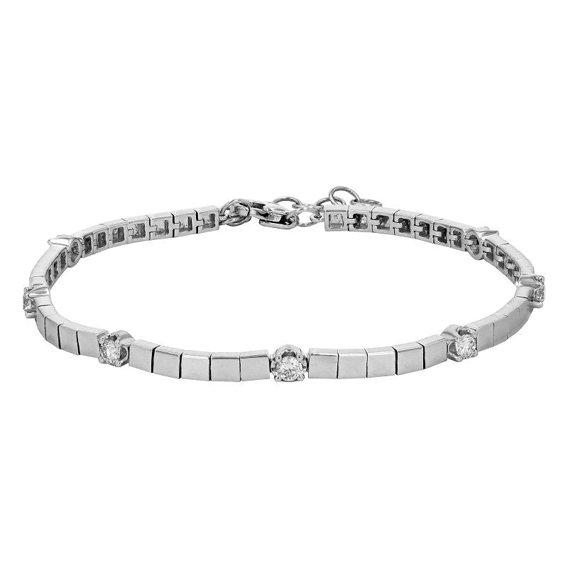 Gold Squares With 7 Diamonds Bracelet