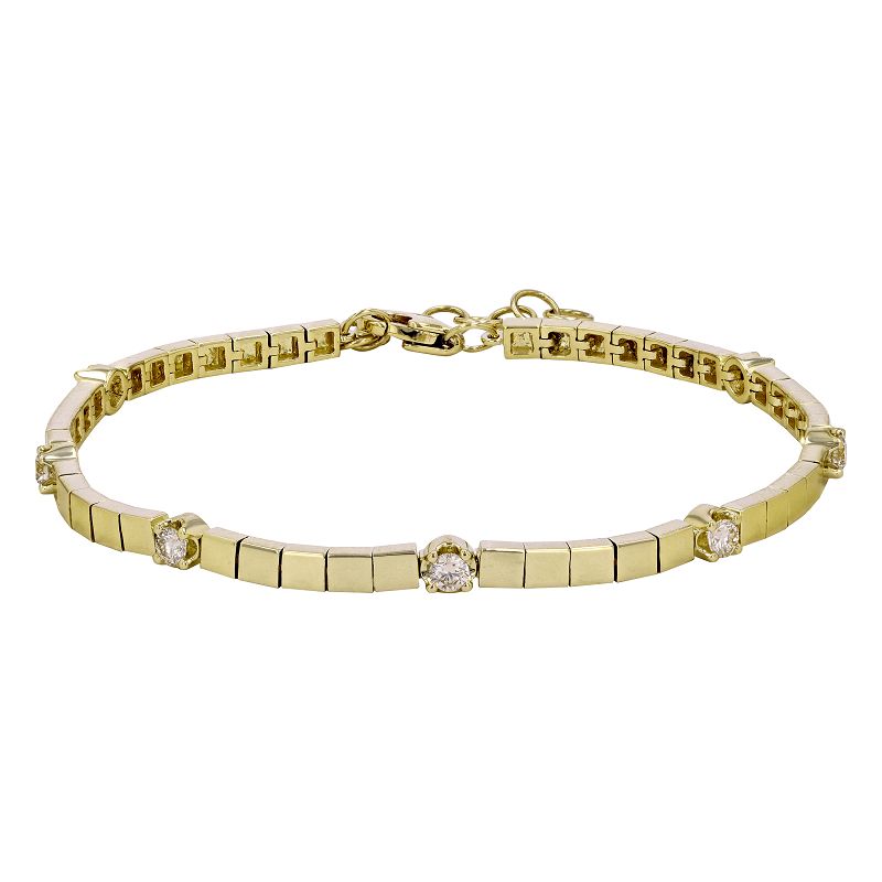 Gold Squares With 7 Diamonds Bracelet