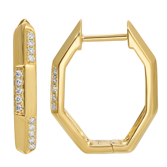 Geometric Shaped Diamond Huggie Earrings