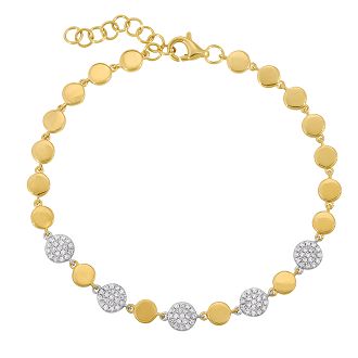 Gold & Diamond Disc Chain Bracelet
