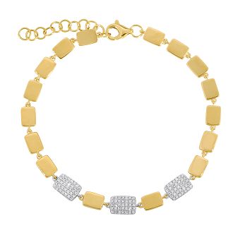 Rectangle Gold & Diamonds Link Bracelet