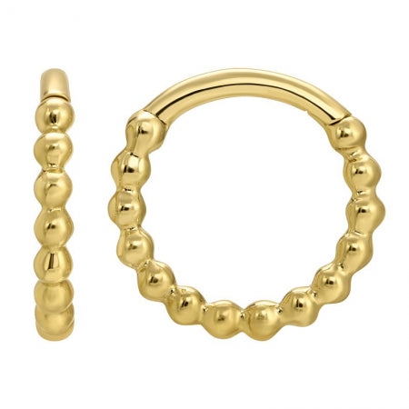 Load image into Gallery viewer, Gold balls huggie - 10.3 mm
