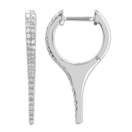 Short Double Row Diamond Pointy Huggie Earrings