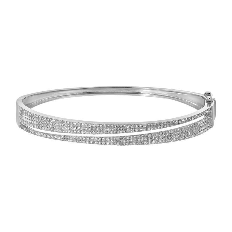Slanted Double Pave Diamond Bangle
