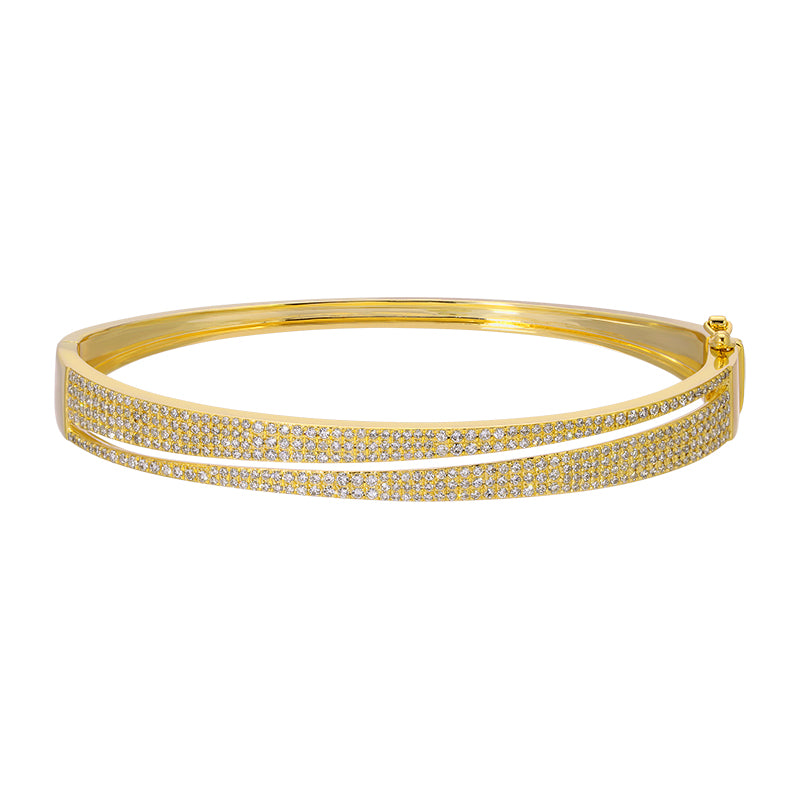 Slanted Double Pave Diamond Bangle