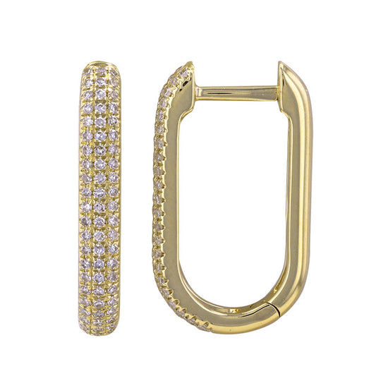 Rectangle Diamond Huggie Earrings