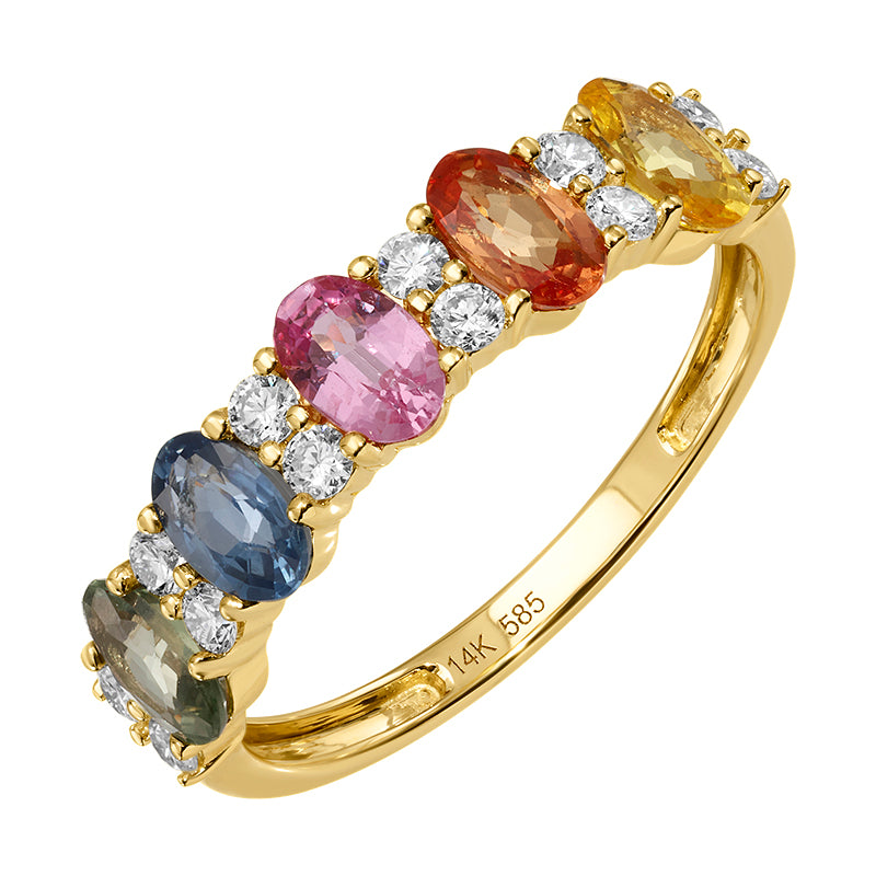 Oval Colored Stone & Diamond Ring