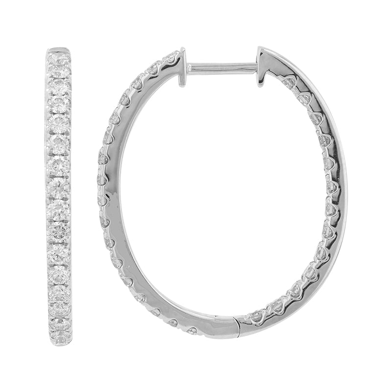 Pave Diamond Inside Out Oval Hoops