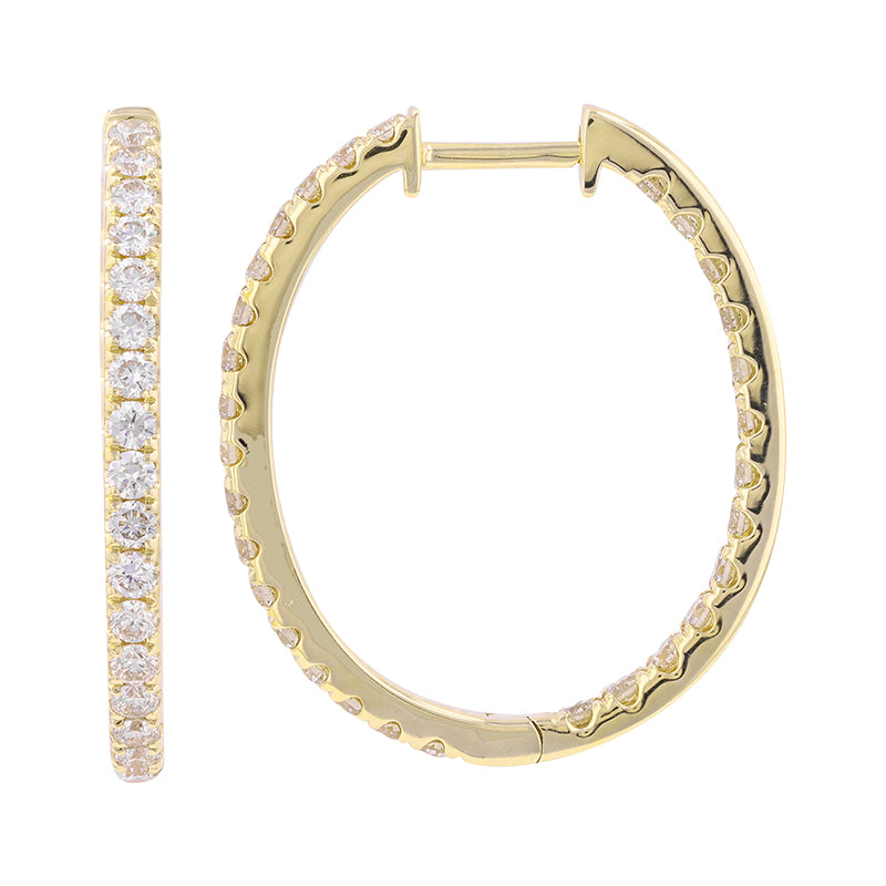 Pave Diamond Inside Out Oval Hoops