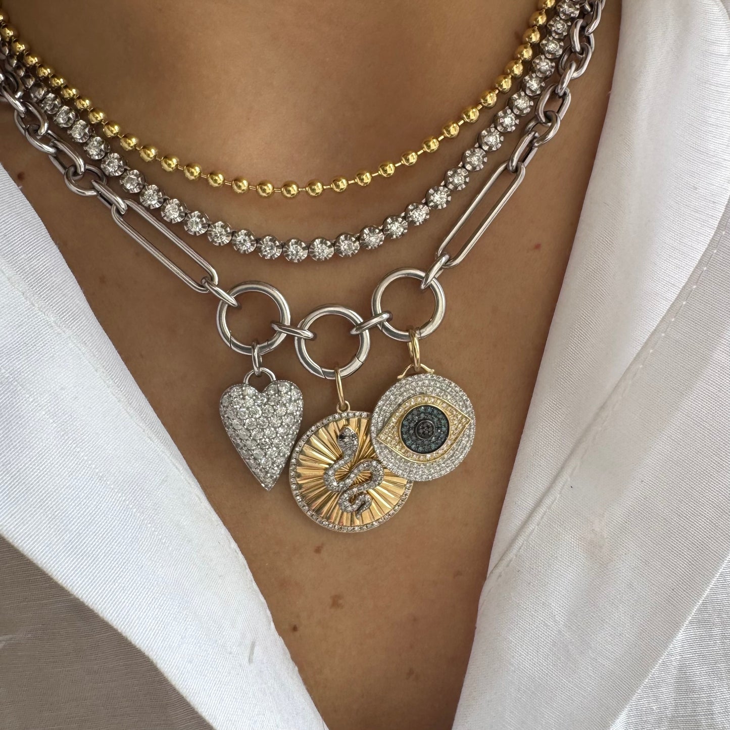 Diamond & Blue Sapphire Eye Charm